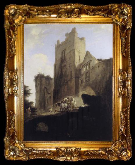 framed  William Hodges View of Part of Ludlow Castle in Shropshire, ta009-2
